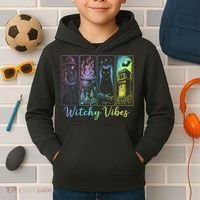 Witchy Vibes Halloween Spooky Season Kids Hoodie thumb 2