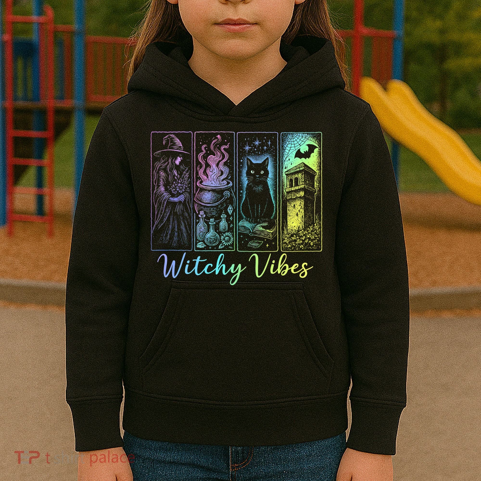 Witchy Vibes Halloween Spooky Season Kids Hoodie