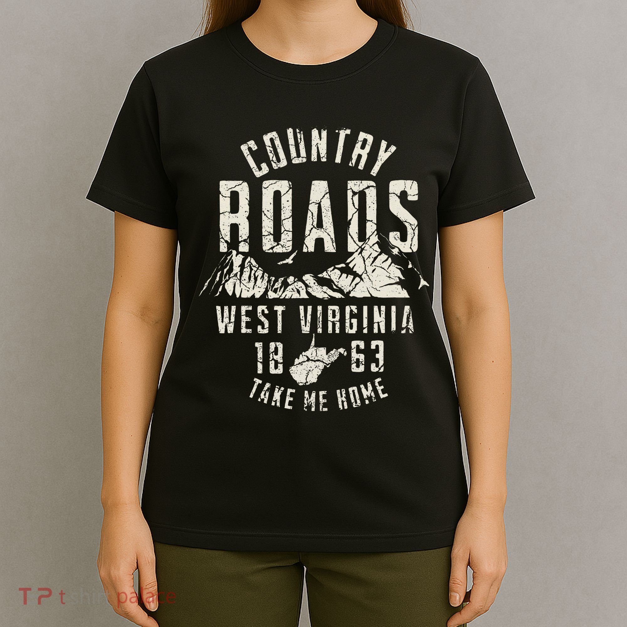 West Virginia Map Home Country Roads T-Shirt