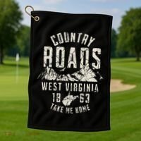 West Virginia Map Home Country Roads Golf Towel thumb 1