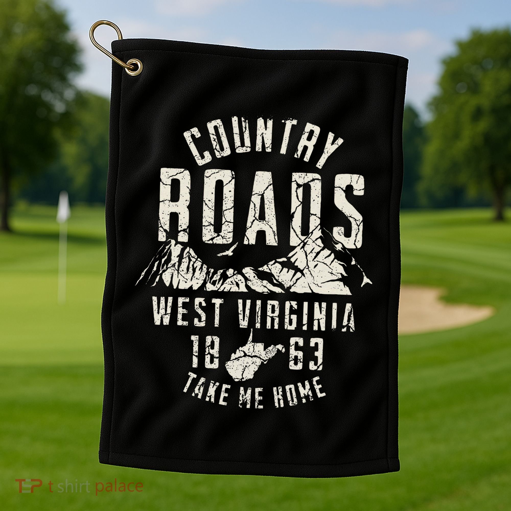 West Virginia Map Home Country Roads Golf Towel