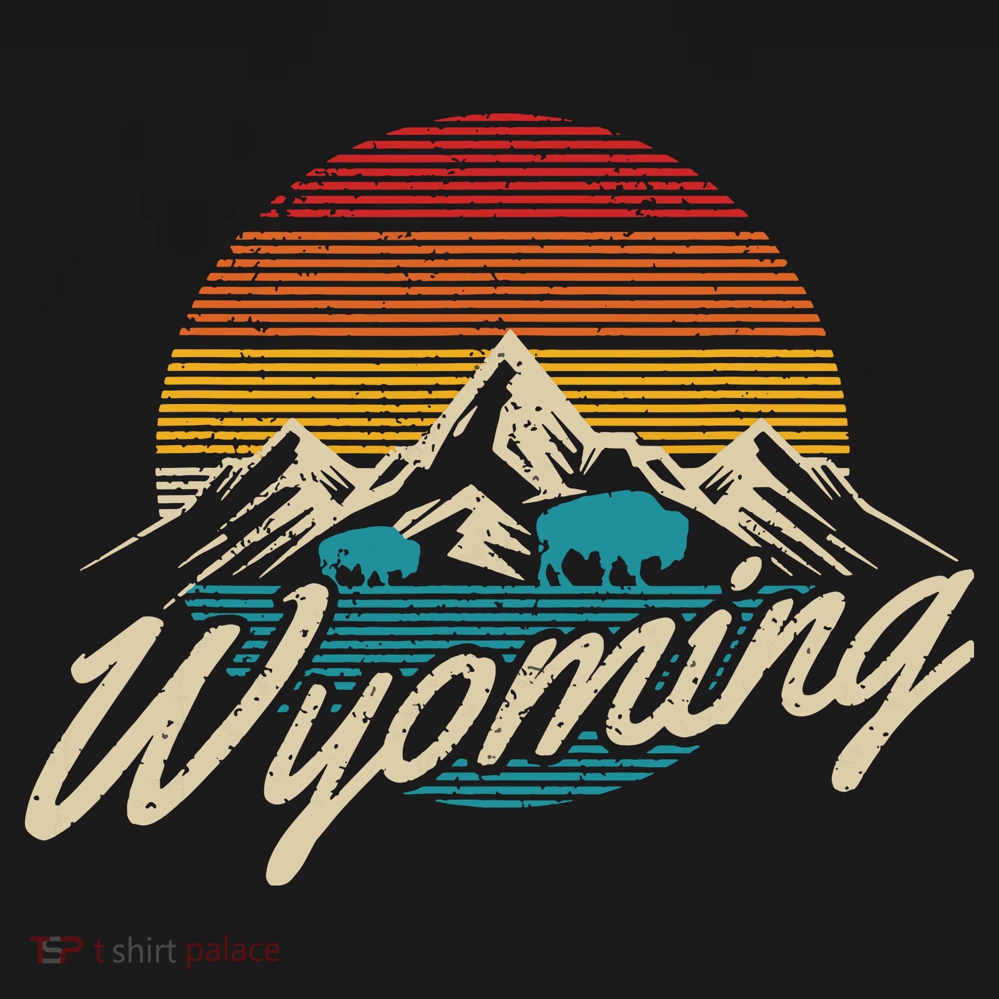 Wyoming Vintage Mountains Bison American Buffalo Gift T-Shirt