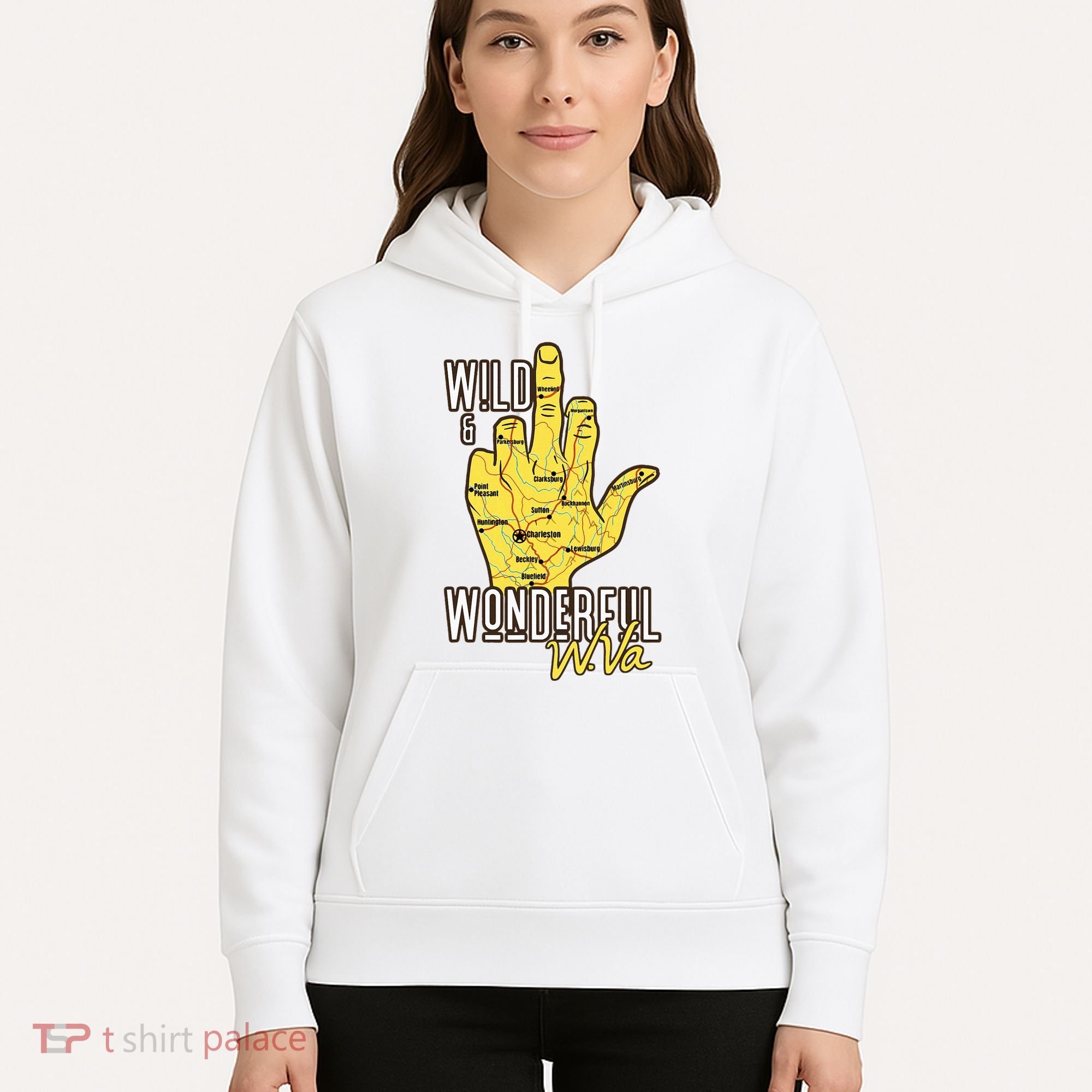 West Virginia Map Wv Middle Finger Funny Wv Souvenir Graphic Hoodie