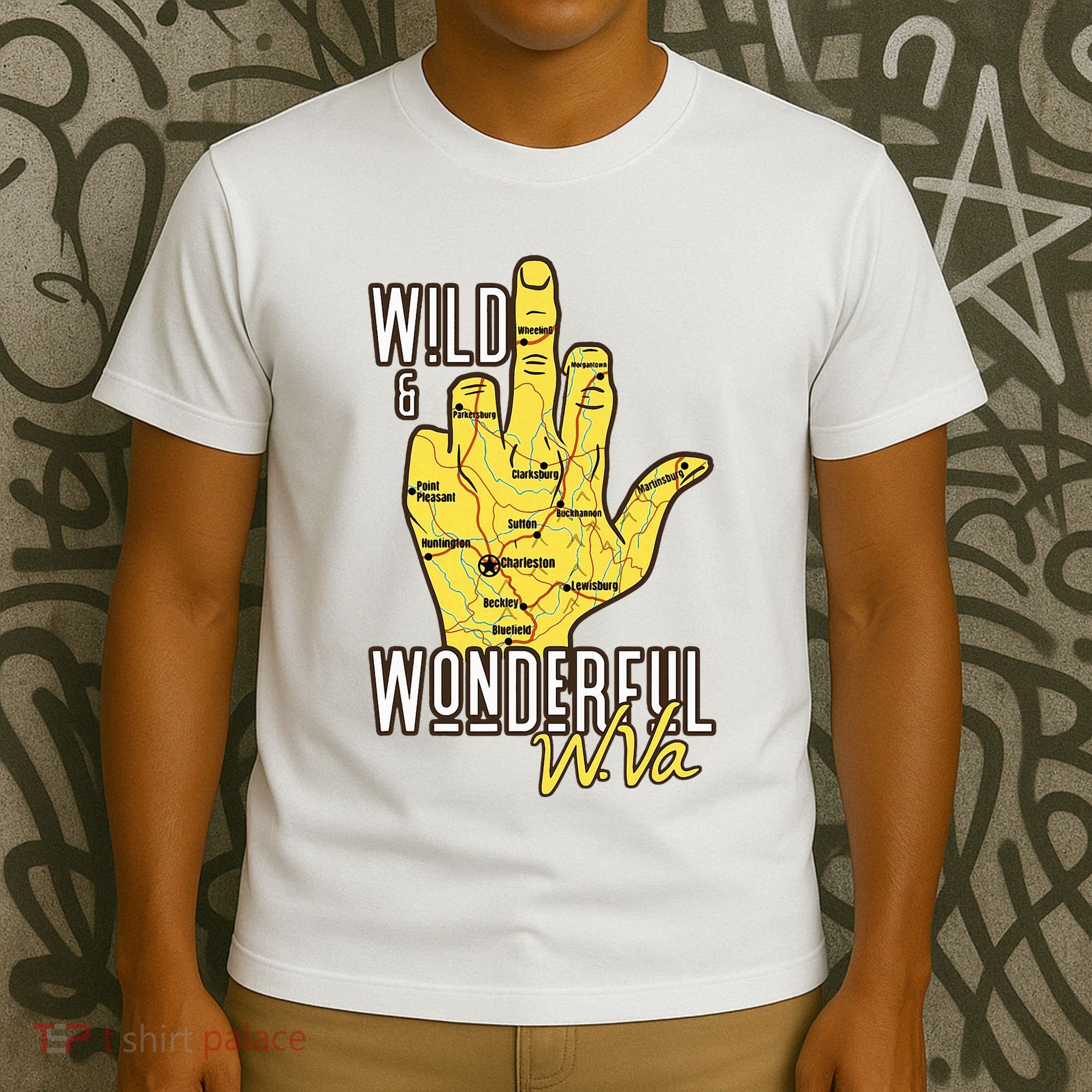 West Virginia Map Wv Middle Finger Funny Wv Souvenir Graphic T-Shirt