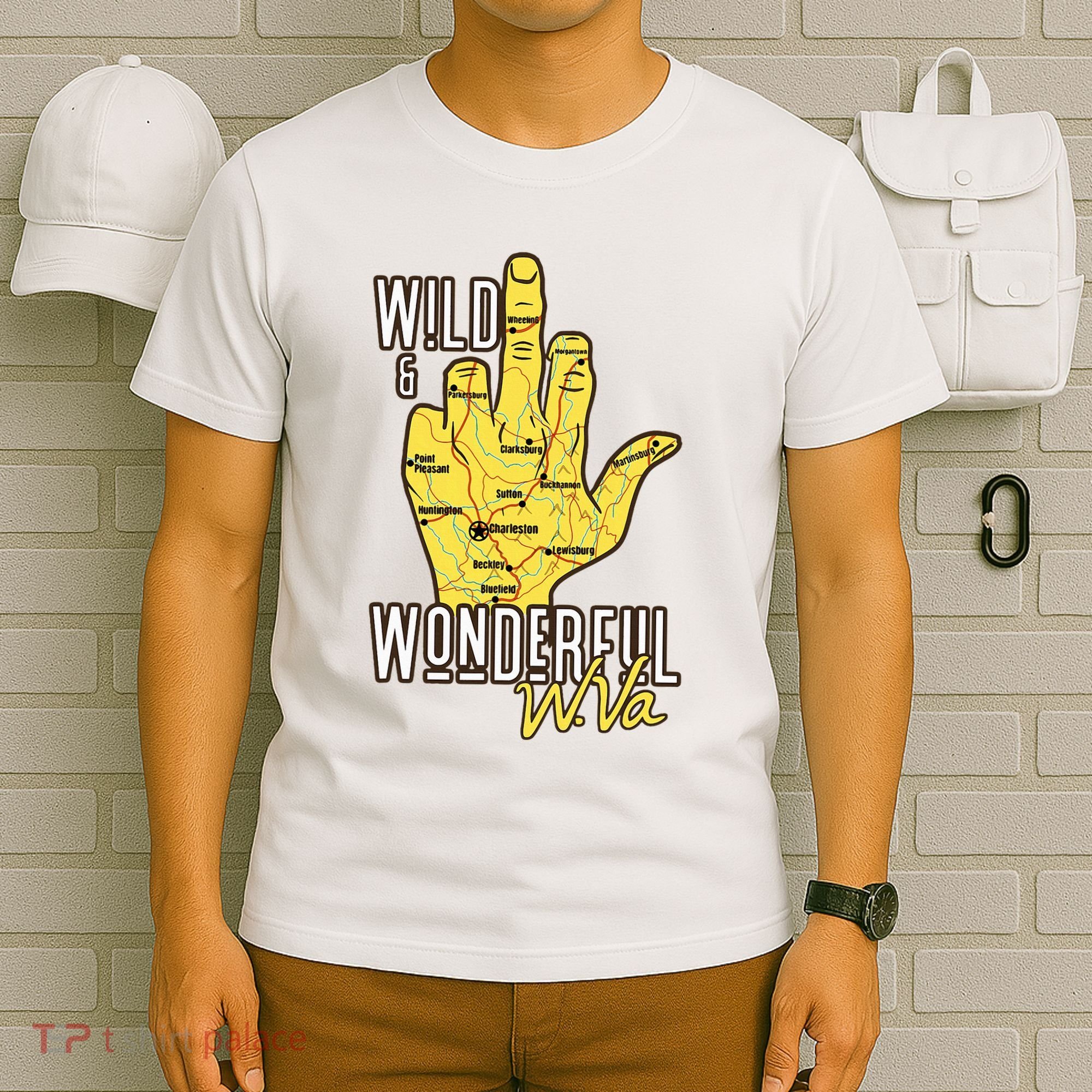 West Virginia Map Wv Middle Finger Funny Wv Souvenir Graphic T-Shirt