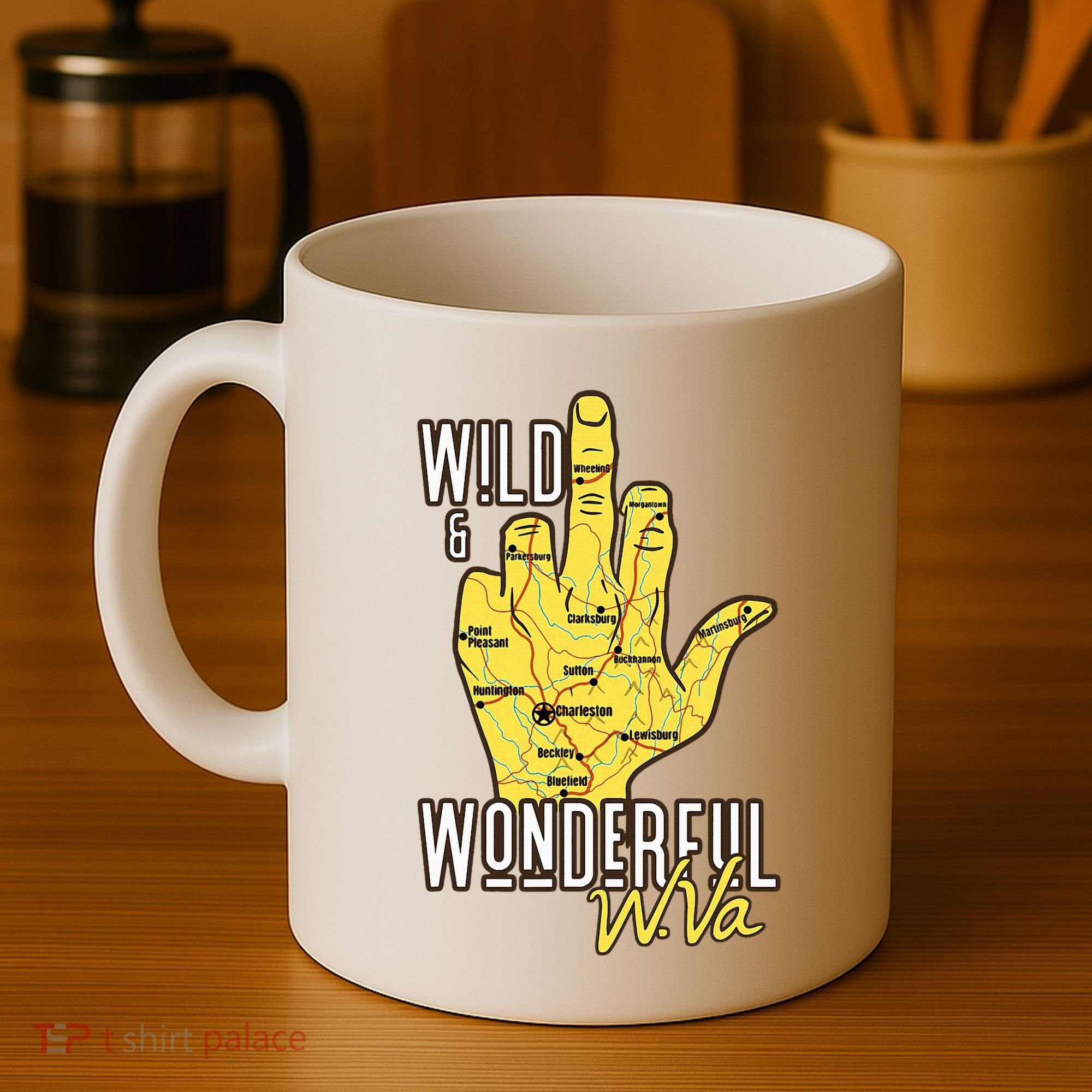 West Virginia Map Wv Middle Finger Funny Wv Souvenir Graphic Coffee Mug