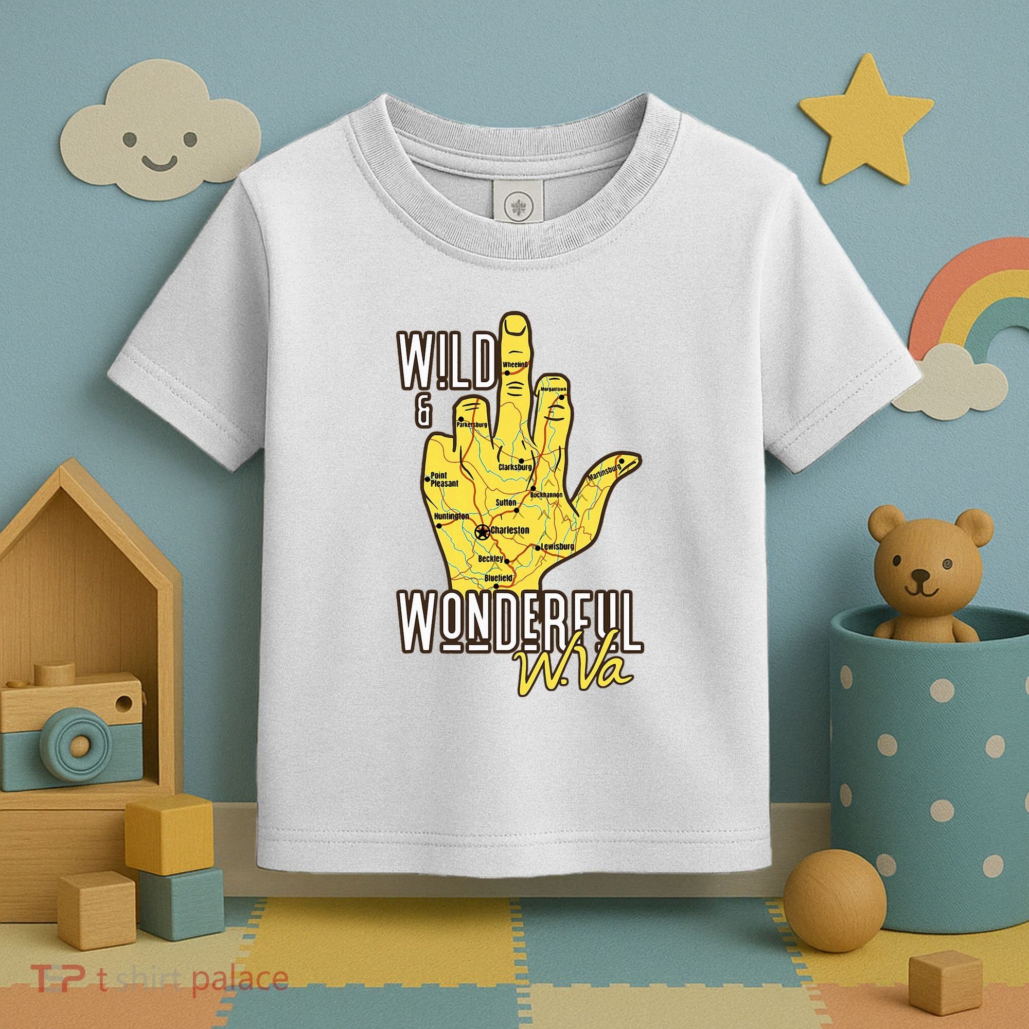 West Virginia Map Wv Middle Finger Funny Wv Souvenir Graphic Toddler T-Shirt