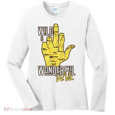 West Virginia Map Wv Middle Finger Funny Wv Souvenir Graphic Women's Long Sleeve Shirt