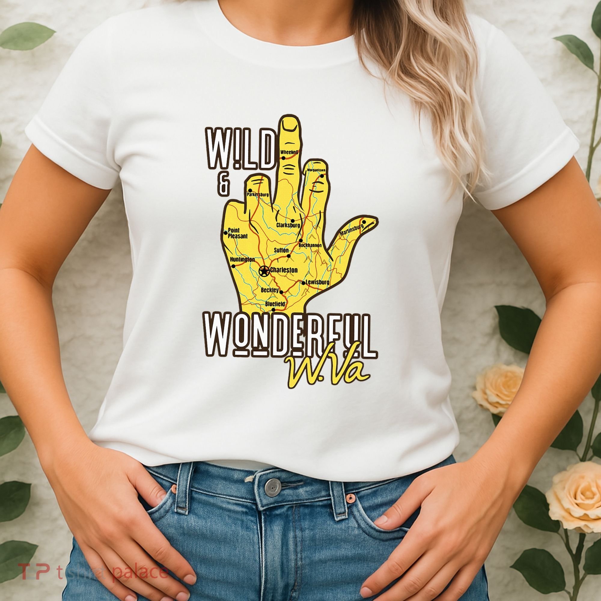 West Virginia Map Wv Middle Finger Funny Wv Souvenir Graphic Women's T-Shirt