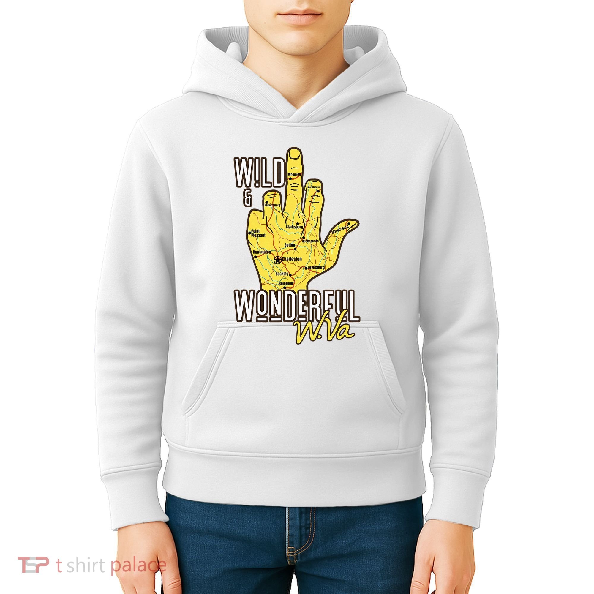 West Virginia Map Wv Middle Finger Funny Wv Souvenir Graphic Kids Hoodie