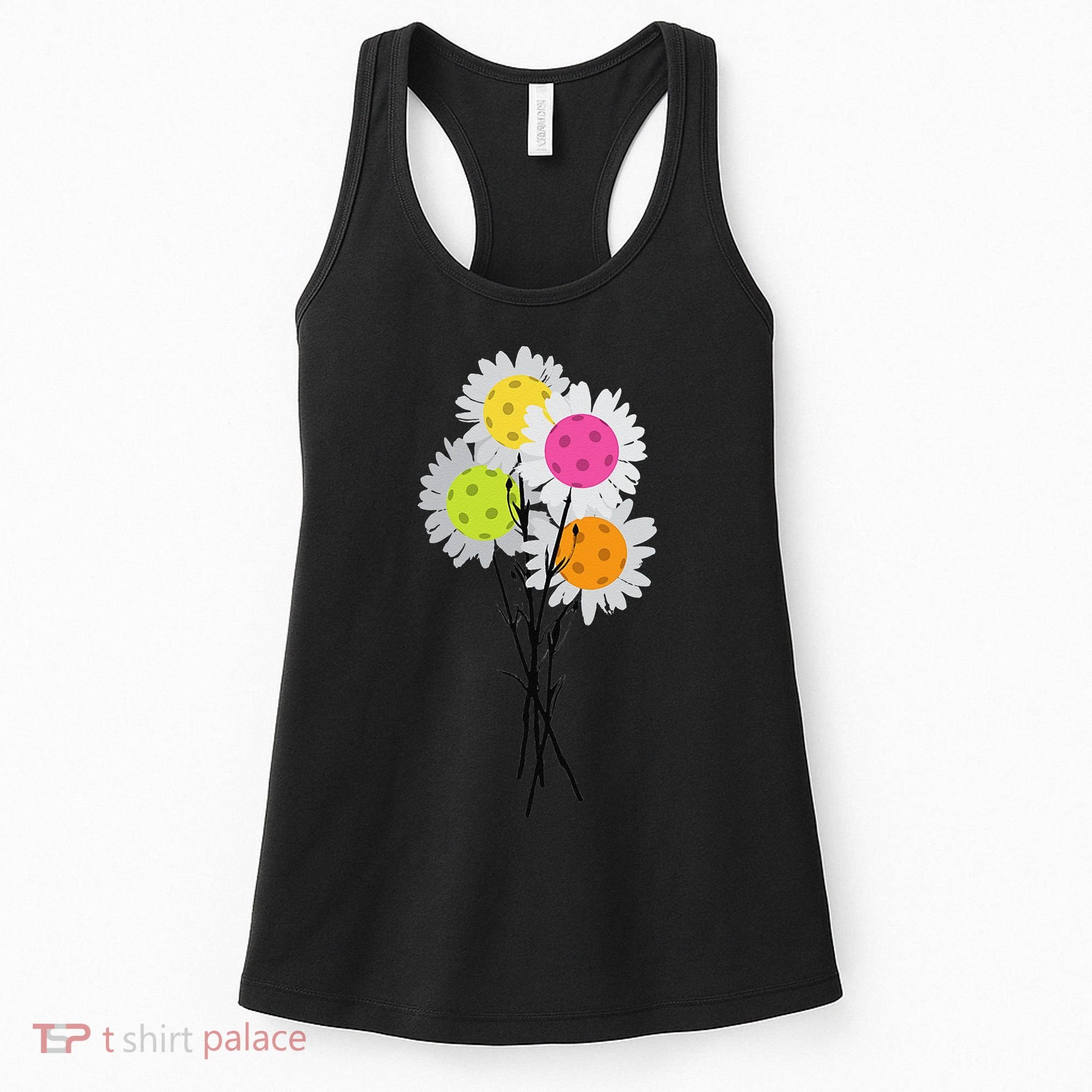 Womens Valentine's Mother's Day Pickleball Flower Bouquet Pretty Women's Tank Top