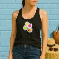 Womens Valentine's Mother's Day Pickleball Flower Bouquet Pretty Women's Tank Top thumb 2