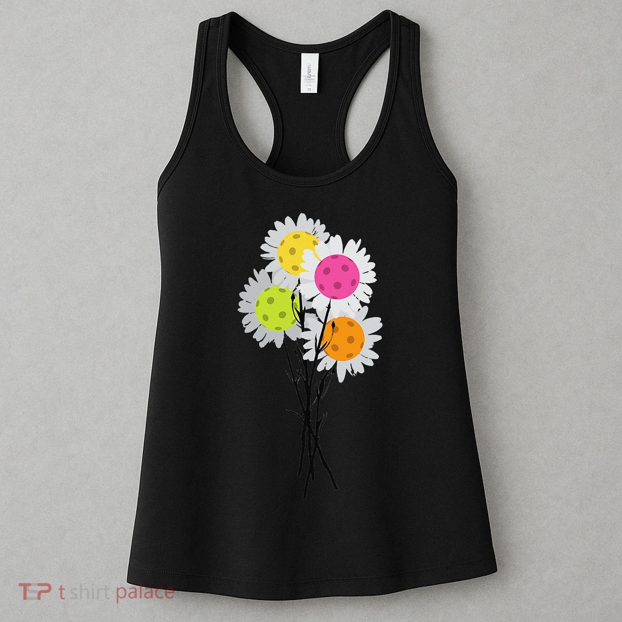 Womens Valentine's Mother's Day Pickleball Flower Bouquet Pretty Women's Tank Top