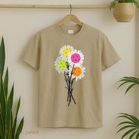 Womens Valentine's Mother's Day Pickleball Flower Bouquet Pretty T-Shirt thumb 2