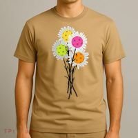 Womens Valentine's Mother's Day Pickleball Flower Bouquet Pretty T-Shirt thumb 3