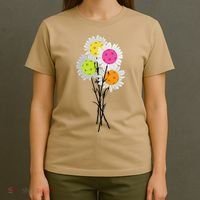 Womens Valentine's Mother's Day Pickleball Flower Bouquet Pretty T-Shirt thumb 4