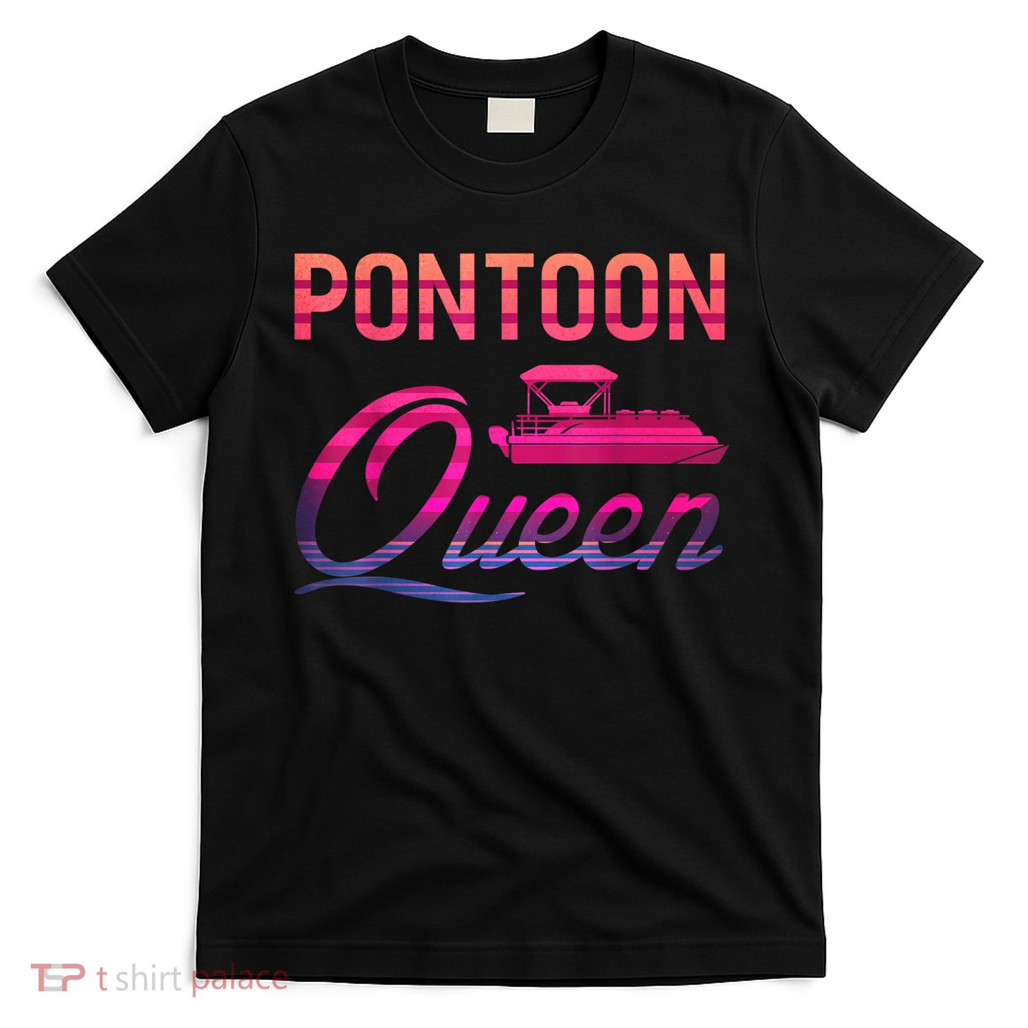 Womens Vintage Pontoon Queen Funny Boating T T-Shirt