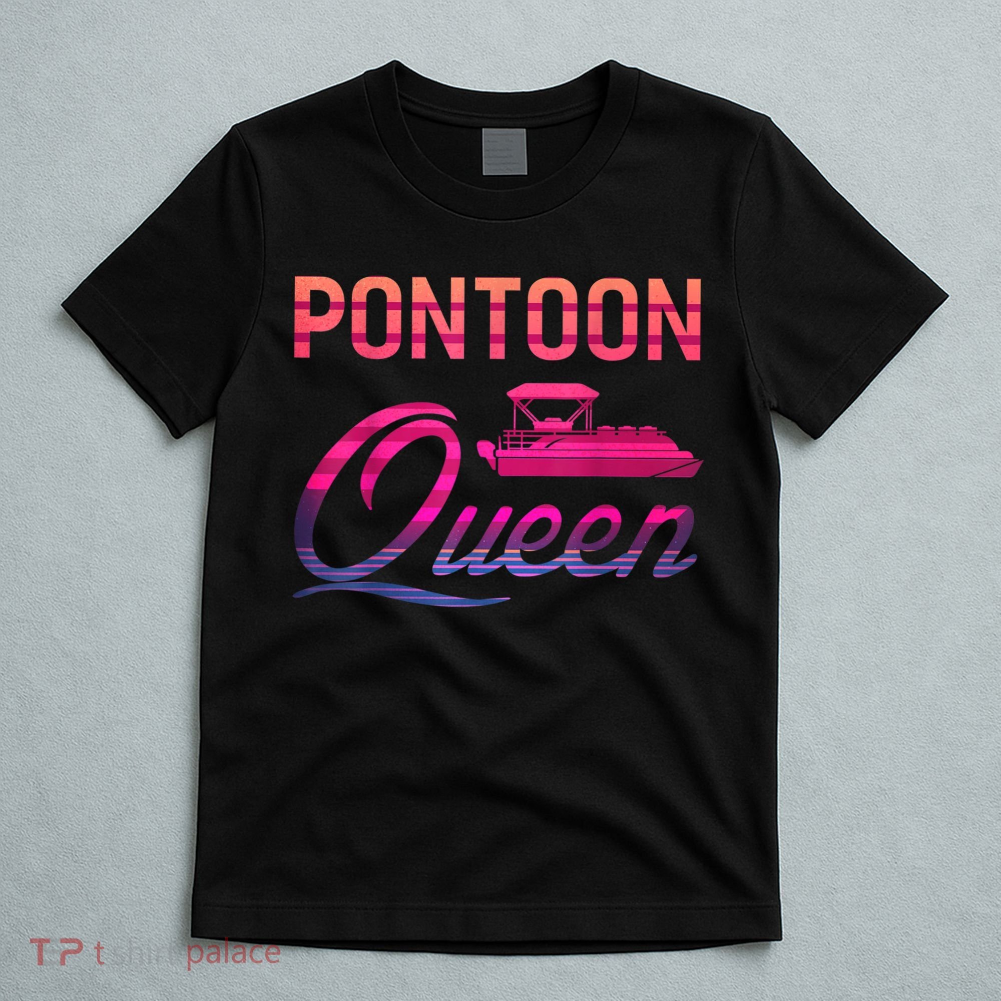 Womens Vintage Pontoon Queen Funny Boating T T-Shirt