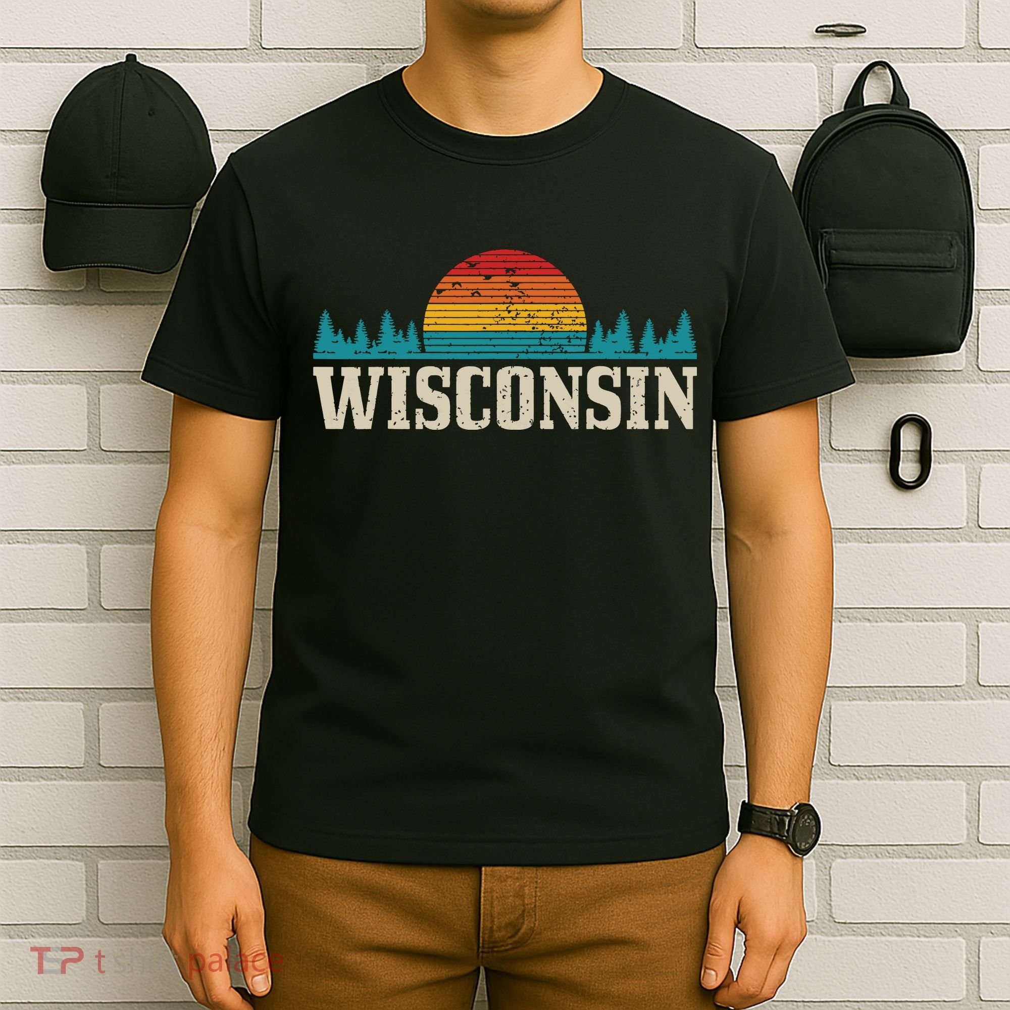 Wisconsin Vintage Pride Nature Outdoor Hiking Camping T-Shirt