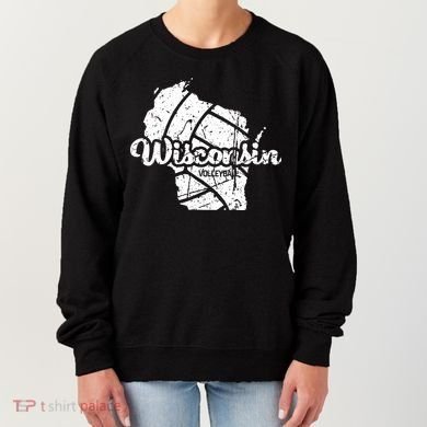 Wisconsin Volleyball Retro Script Vintage Distressed Women's Sweatshirt