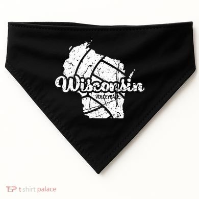 Wisconsin Volleyball Retro Script Vintage Distressed USA-Made Doggie Bandana