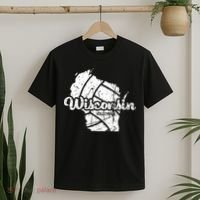 Wisconsin Volleyball Retro Script Vintage Distressed T-Shirt thumb 2