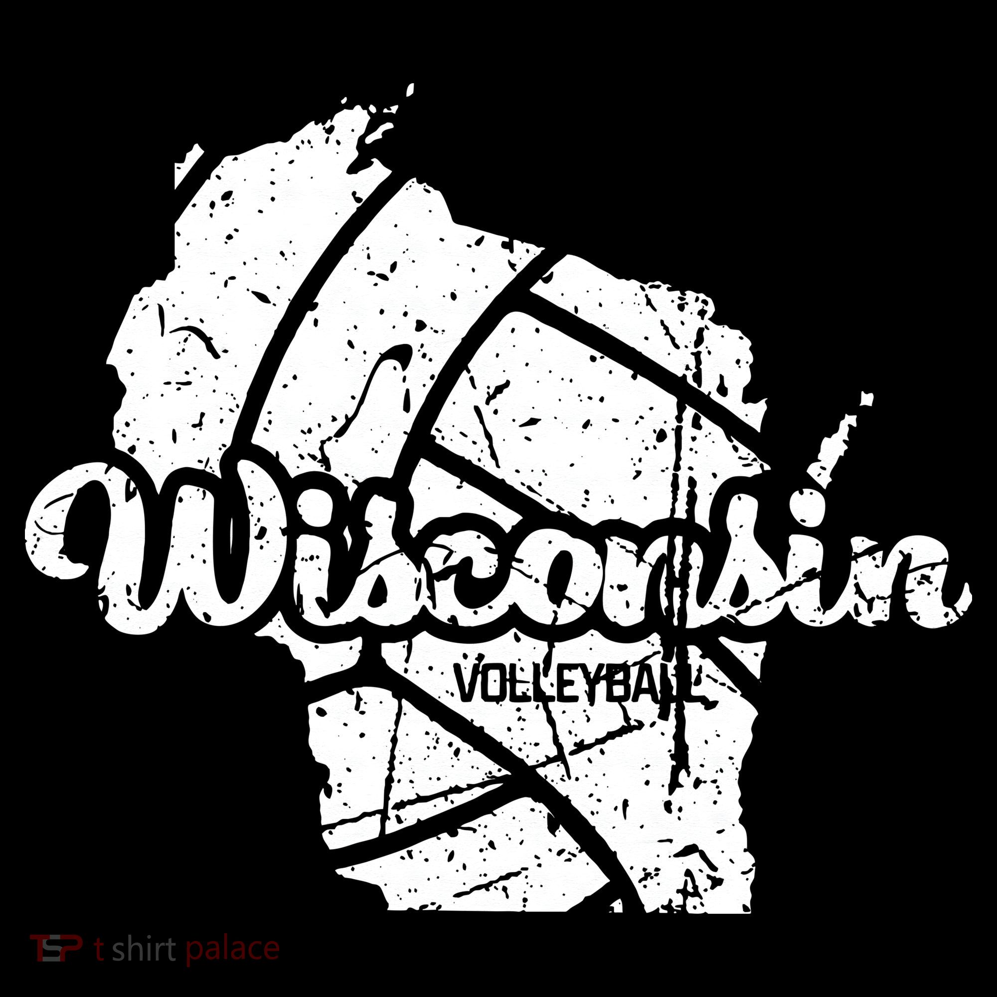Wisconsin Volleyball Retro Script Vintage Distressed T-Shirt