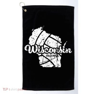 Wisconsin Volleyball Retro Script Vintage Distressed Golf Towel