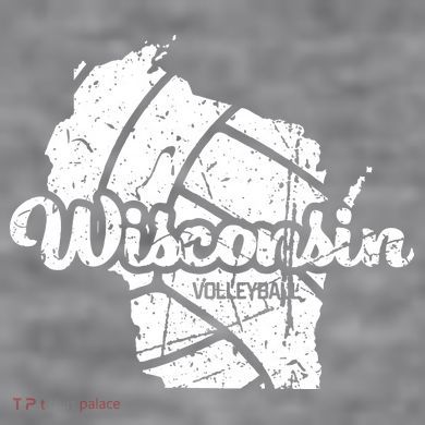 Wisconsin Volleyball Retro Script Vintage Distressed Women's Racerback Cropped Tank