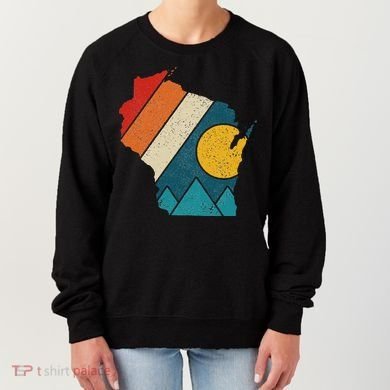 Wisconsin Vintage State Map Mountains Hiking Pride Gift Women's Sweatshirt