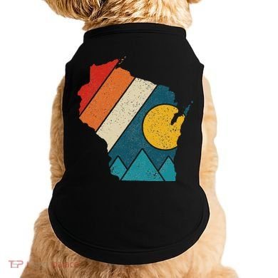 Wisconsin Vintage State Map Mountains Hiking Pride Gift Doggie Tank