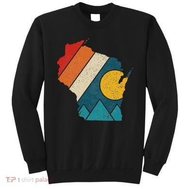 Wisconsin Vintage State Map Mountains Hiking Pride Gift Sweatshirt