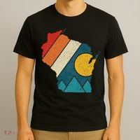Wisconsin Vintage State Map Mountains Hiking Pride Gift T-Shirt thumb 3