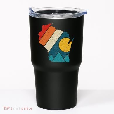 Wisconsin Vintage State Map Mountains Hiking Pride Gift Tumbler