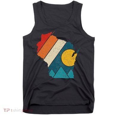 Wisconsin Vintage State Map Mountains Hiking Pride Gift Tank Top