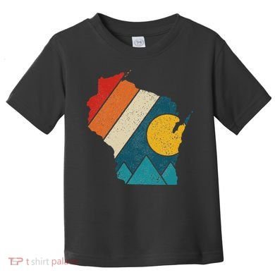Wisconsin Vintage State Map Mountains Hiking Pride Gift Toddler T-Shirt