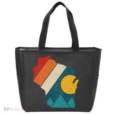 Wisconsin Vintage State Map Mountains Hiking Pride Gift Tote Bag