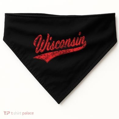 Wisconsin Varsity Script Classic Sports Jersey State Flag USA-Made Doggie Bandana