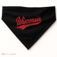 Wisconsin Varsity Script Classic Sports Jersey State Flag USA-Made Doggie Bandana thumb 0
