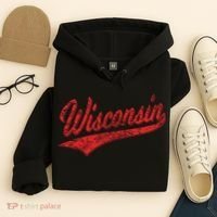 Wisconsin Varsity Script Classic Sports Jersey State Flag Hoodie thumb 4