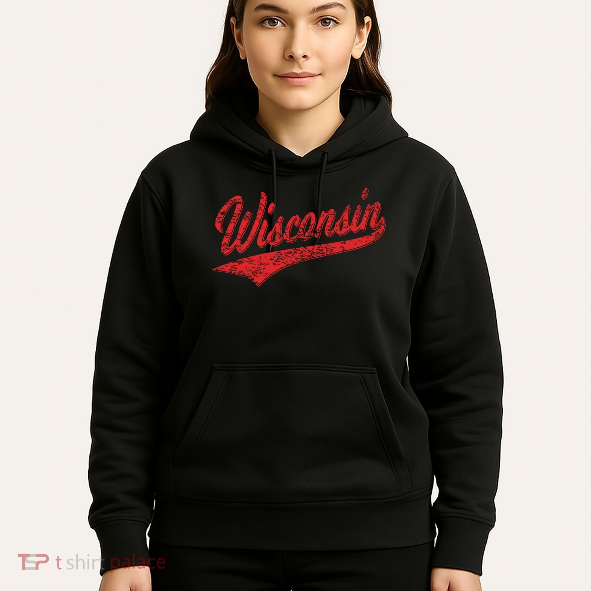 Wisconsin Varsity Script Classic Sports Jersey State Flag Hoodie