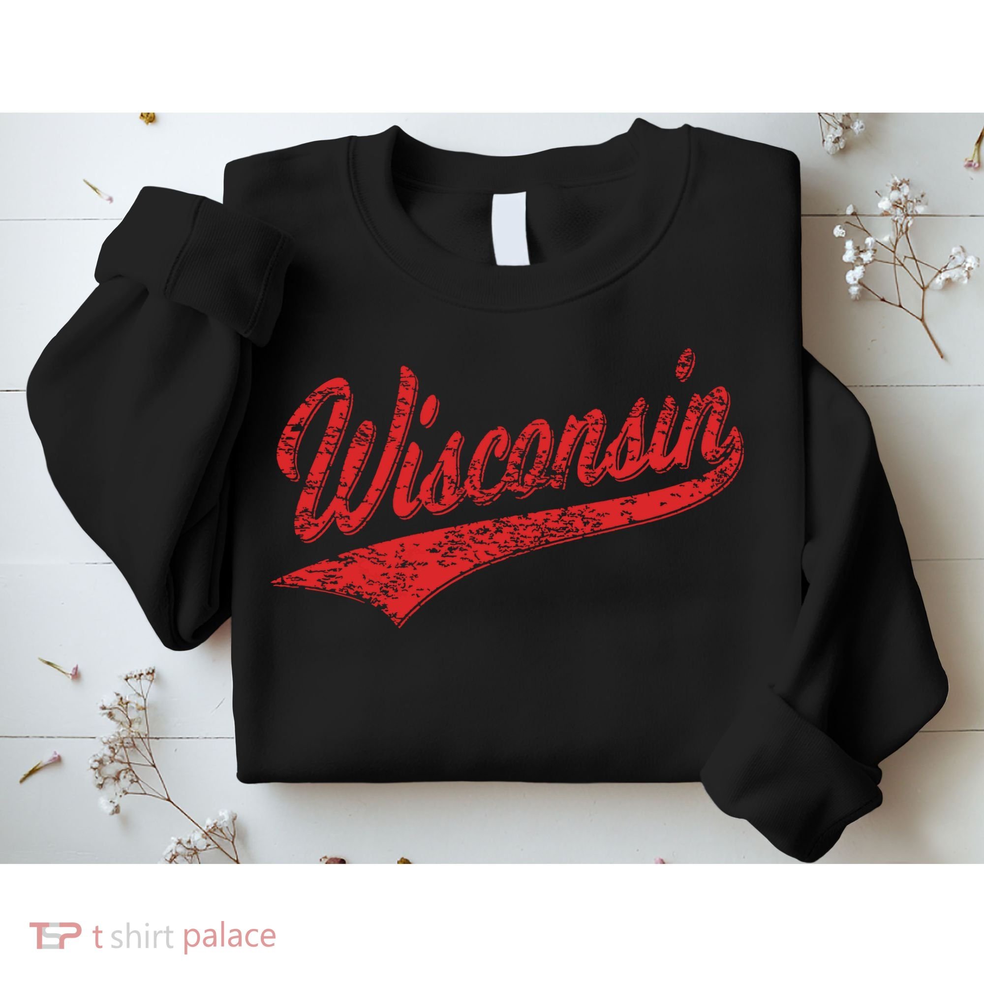 Wisconsin Varsity Script Classic Sports Jersey State Flag Sweatshirt