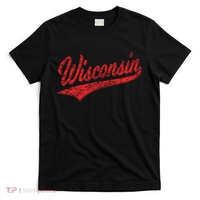 Wisconsin Varsity Script Classic Sports Jersey State Flag T-Shirt