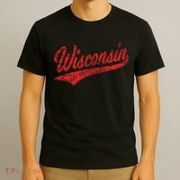 Wisconsin Varsity Script Classic Sports Jersey State Flag T-Shirt thumb 3