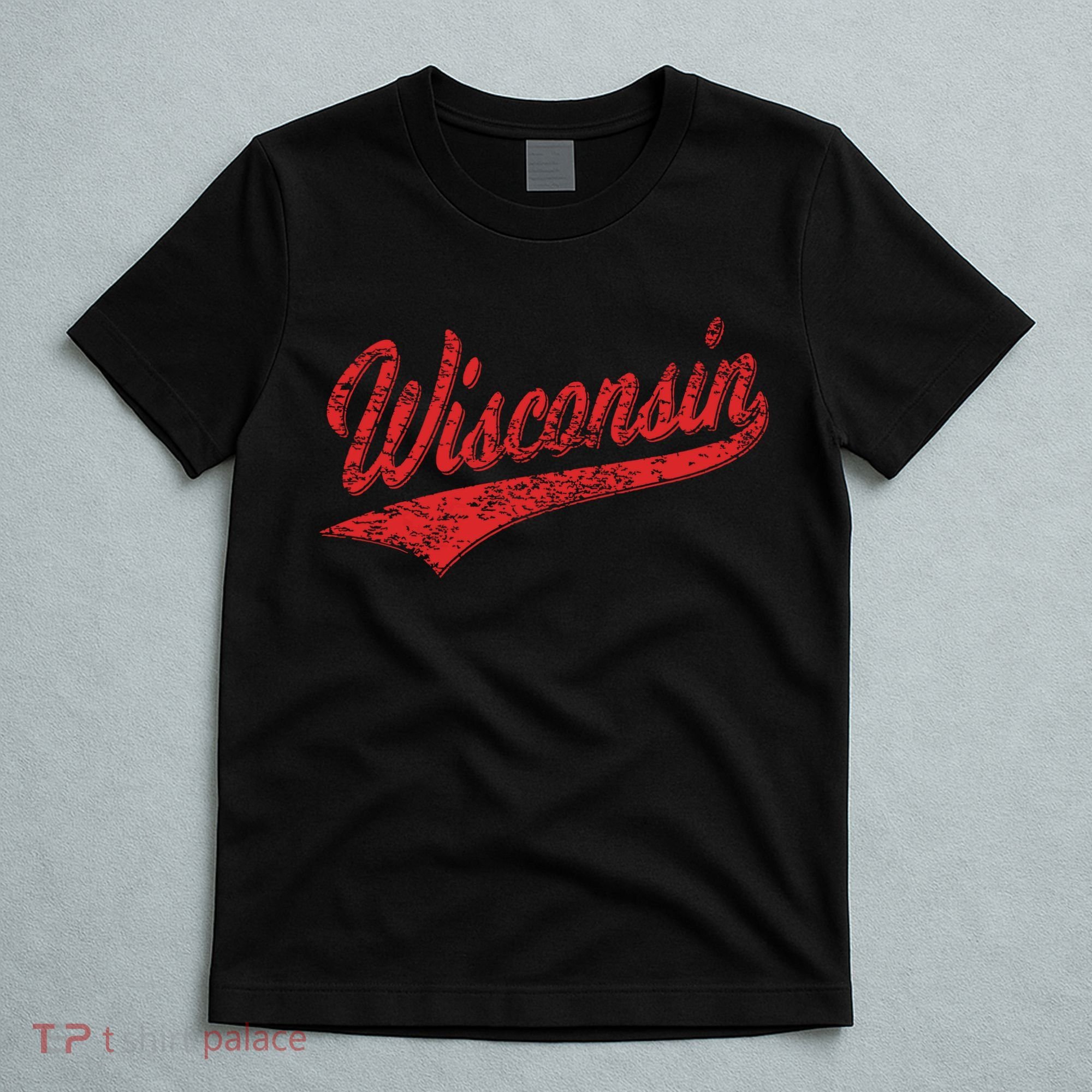 Wisconsin Varsity Script Classic Sports Jersey State Flag T-Shirt