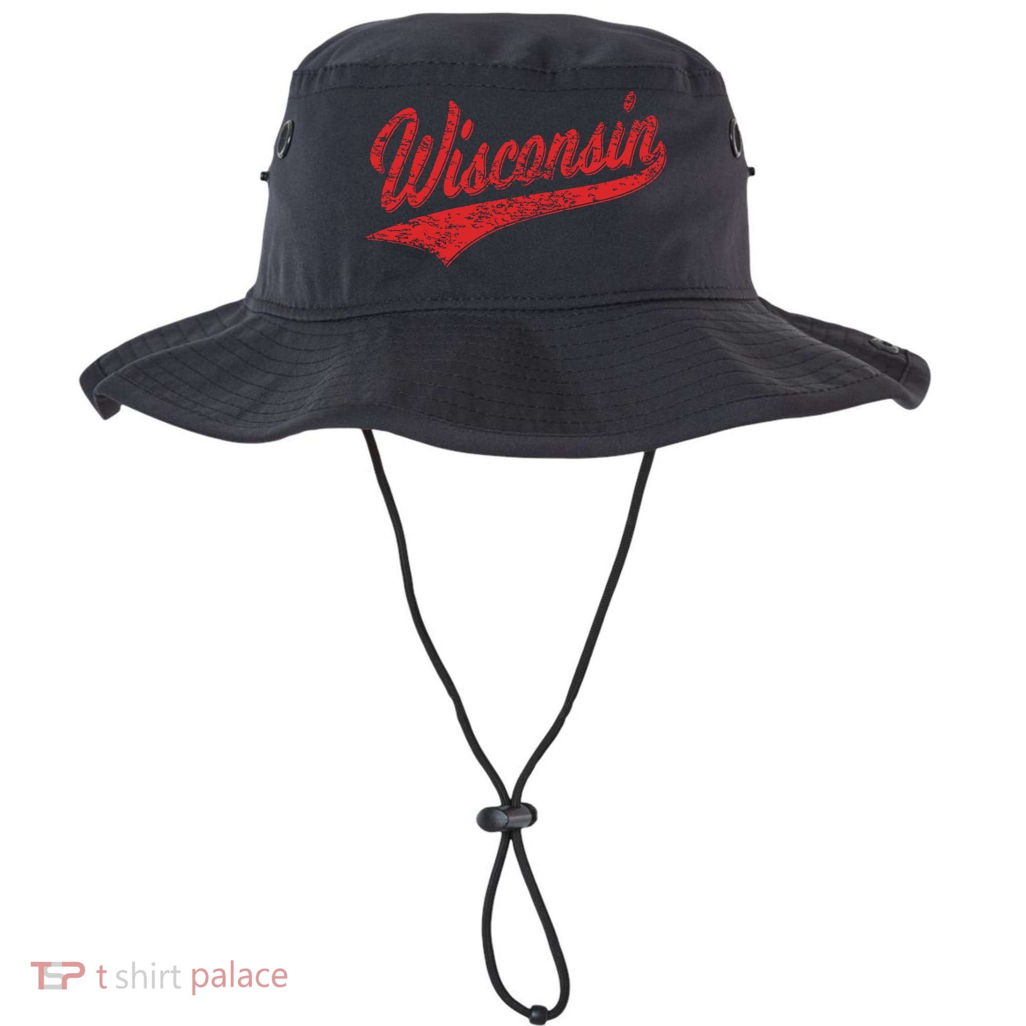 Wisconsin Varsity Script Classic Sports Jersey State Flag Bucket Hat