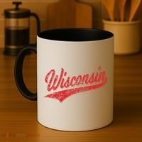 Wisconsin Varsity Script Classic Sports Jersey State Flag Coffee Mug thumb 4