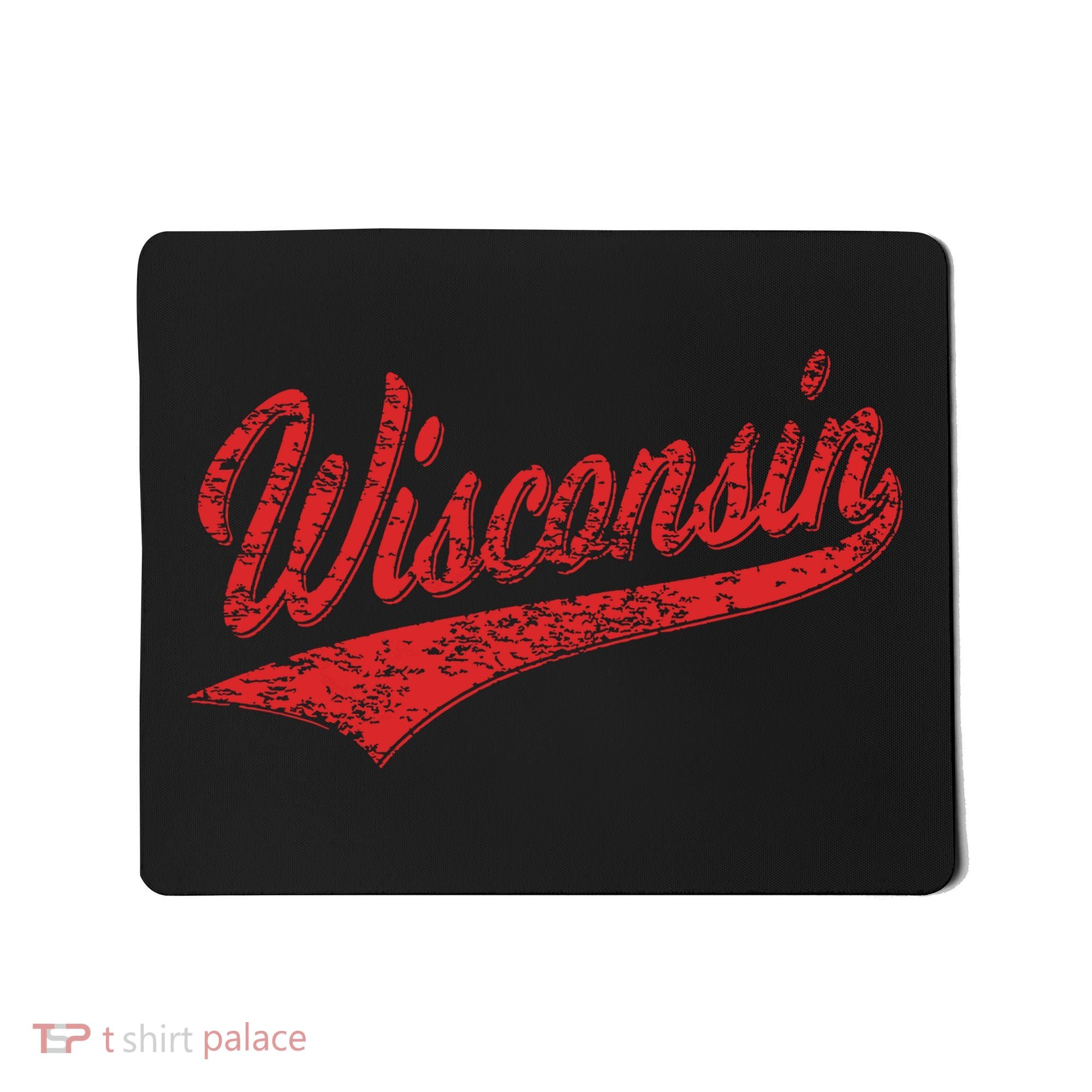Wisconsin Varsity Script Classic Sports Jersey State Flag Mousepad