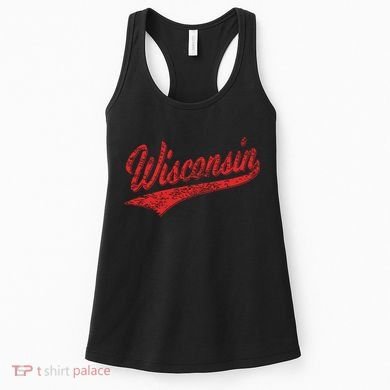 Wisconsin Varsity Script Classic Sports Jersey State Flag Women's Tank Top