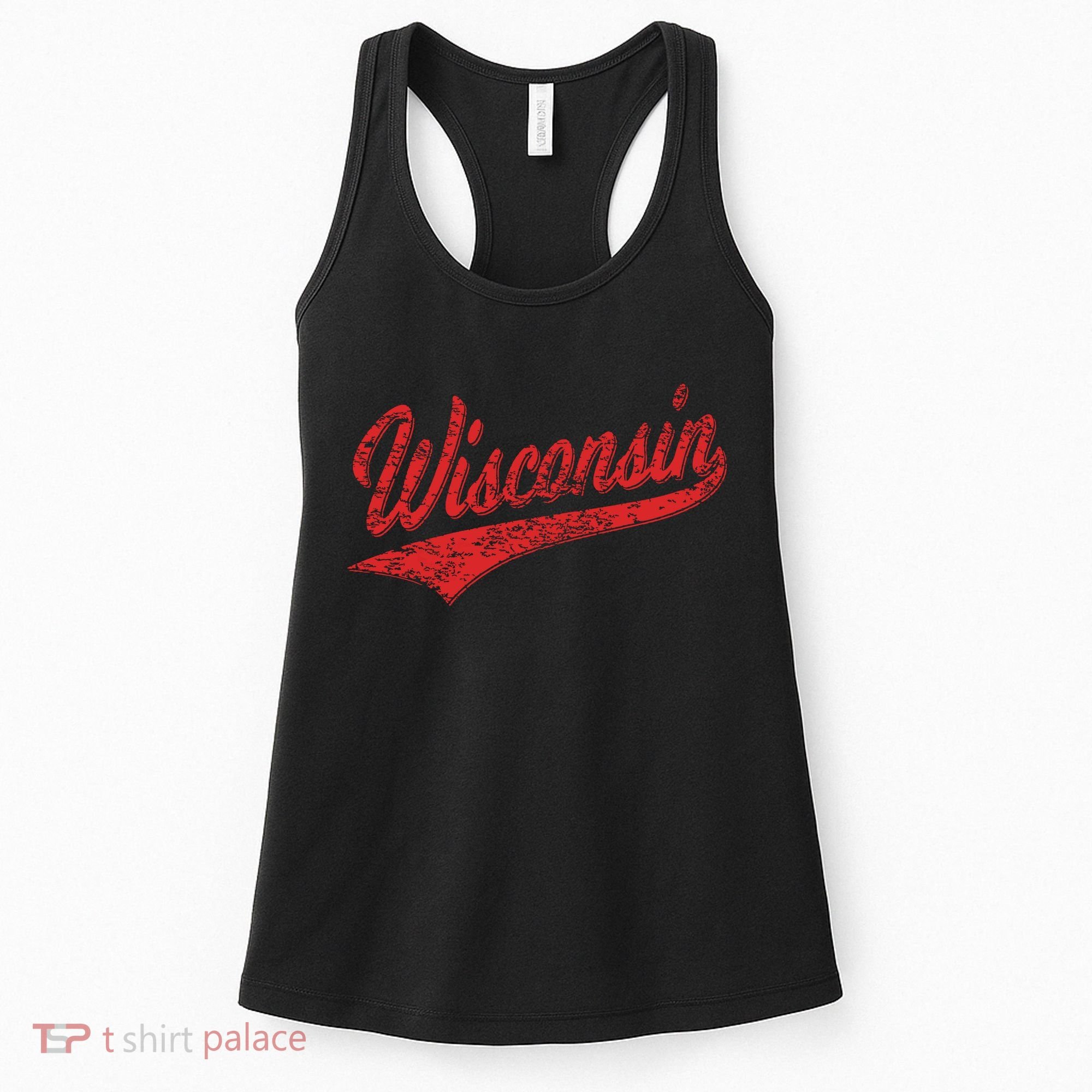 Wisconsin Varsity Script Classic Sports Jersey State Flag Women's Tank Top